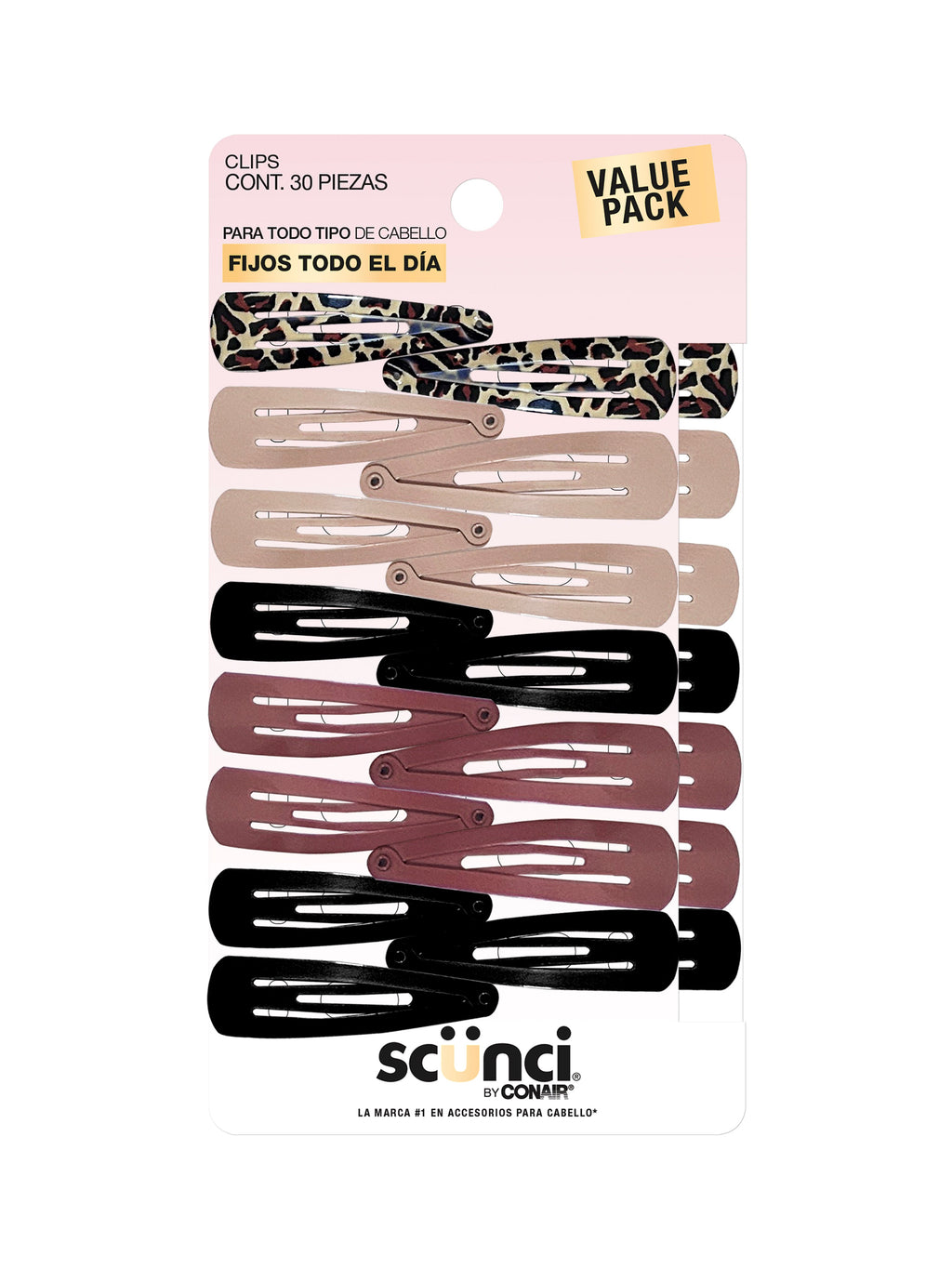 CLIPS PARA EL CABELLO ALL DAY HOLD 30 PZAS - SCUNCI