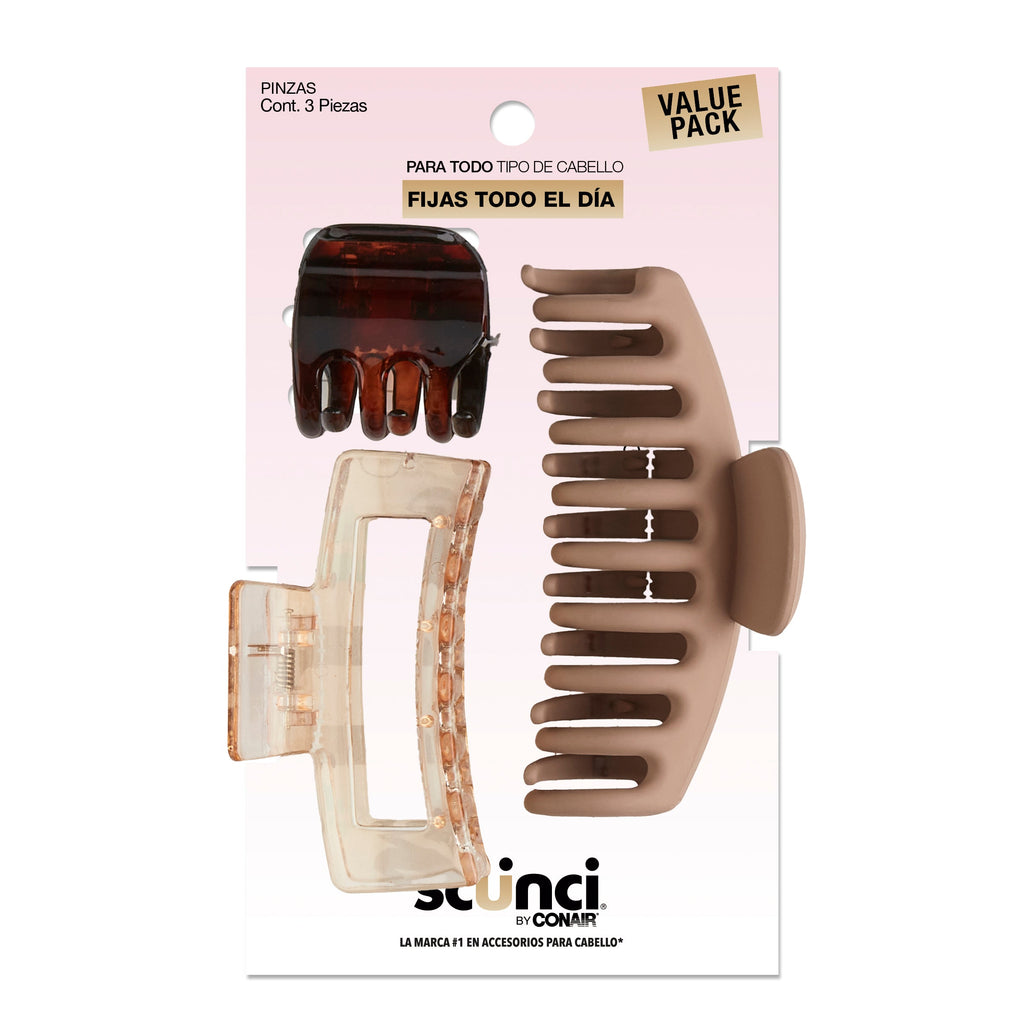 PINZAS PARA CABELLO ALL DAY HOLD 3 PZAS - SCUNCI
