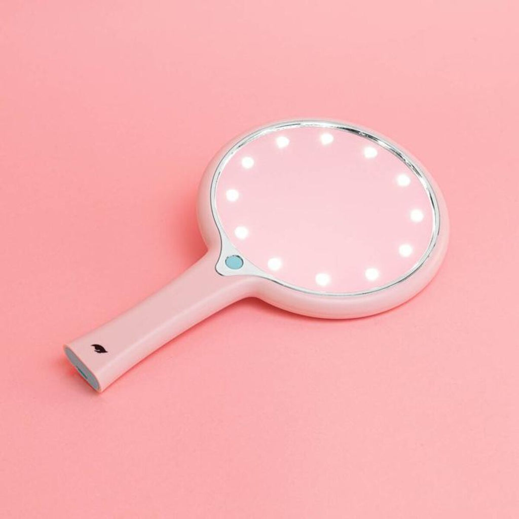 ESPEJO DE MANO "PASTEL PINK WITH LED LIGHTS" - OUTLET KIMCHI CHIC